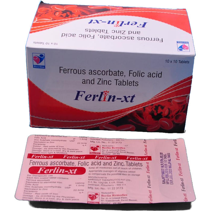 Ferlin-XT: Ferrous ascorbate, Folic acid and Zinc tablets