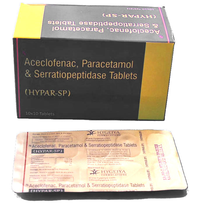 Hypar-SP: Aceclofenac, Paracetamol & Serratiopeptidase Tablets